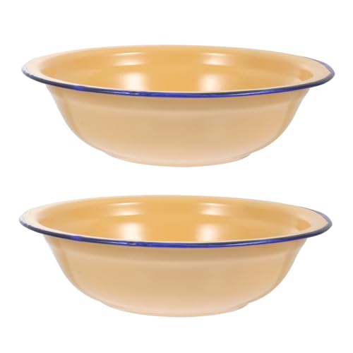 ANDRESLAD 2 Stück Vintage Emaille Suppenschalen Teiliges Verdickte Gewellte Kanten Praktische Vielseitige Emaille Schüsseln für Küche Restaurant Hotel Geeignet als Servierschüssel und ANDRESLAD 2 Stück Vintage Emaille Suppenschalen Teiliges Verdickte Gewellte Kanten Praktische Vielseitige Emaille Schüsseln für Küche Restaurant Hotel Geeignet als Servierschüssel und von ANDRESLAD