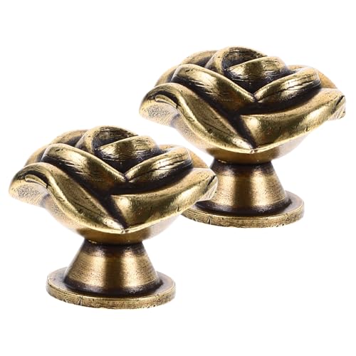 ANDRESLAD 2 Stück Vintage Möbelknöpfe Rosenförmige Schrankknöpfe Antike Griffe für Kommode Schublade Kleiderschrank Einloch möbelgriffe mit Feiner Verarbeitung Ø von ANDRESLAD