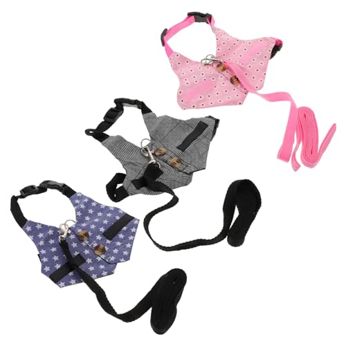 ANDRESLAD 3 Sätze Teiliges Kaninchen Geschirr Bunny Vest und Leine Verstellbares Hasengeschirr mit Weichem Material Charmantes Haustier Outfit für Outdoor Spaziergänge und Festliche Anlässe von ANDRESLAD
