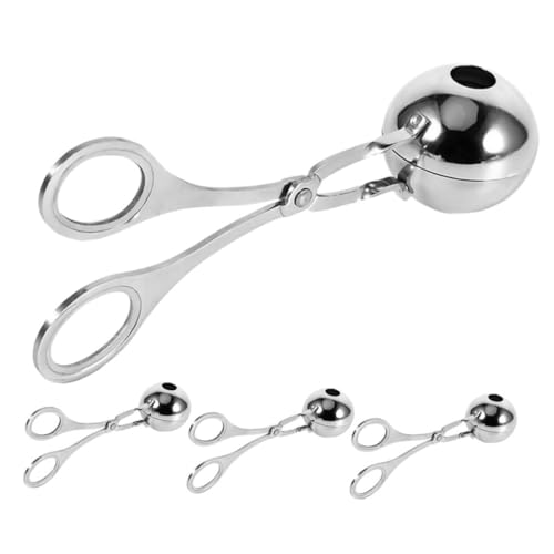ANDRESLAD 4 Stück Fleischbällchen-Hersteller Meatball Scoop Ball Maker Fleischbällchenzange Form für Fleischbällchen baller zange Fleischbällchenform Rostfreier Stahl Silber Wiederverwendbar von ANDRESLAD