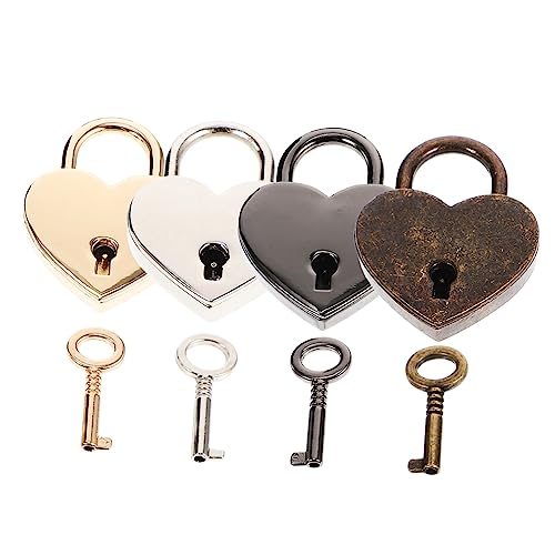 ANDRESLAD 4 Stück Herzförmiges Vorhängeschloss Teiliges Schloss Metall Antik Gunmetal Hellgold Silber mit Schlüsseln für Tagebuch Schmuckkiste Gepäck und ANDRESLAD 4 Stück Herzförmiges Vorhängeschloss Teiliges Schloss Metall Antik Gunmetal Hellgold Silber mit Schlüsseln für Tagebuch Schmuckkiste Gepäck und von ANDRESLAD