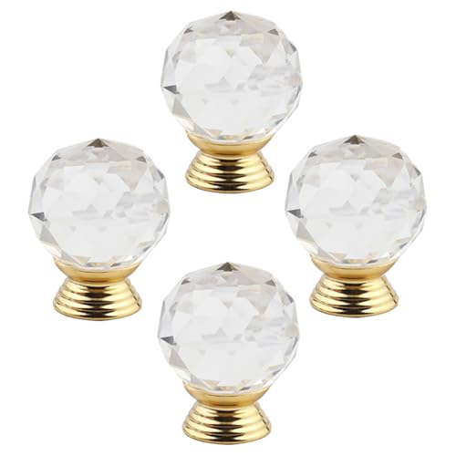 ANDRESLAD 4 Stück Kristallkugel Möbelknöpfe mit Goldenem Sockel Elegante Schrankgriffe für Küchen Kommodenschubladen Stilvolle Vintage schubladengriffe zur Wohnraumdekoration von ANDRESLAD