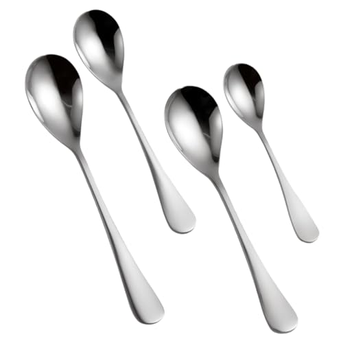 ANDRESLAD 4 Stück Teiliges Edelstahl Suppenlöffel Vielseitig Einsetzbar Rostfrei Langlebig Küchenhelfer für Suppe Dessert Tee für Haushalt Restaurant Hotel von ANDRESLAD
