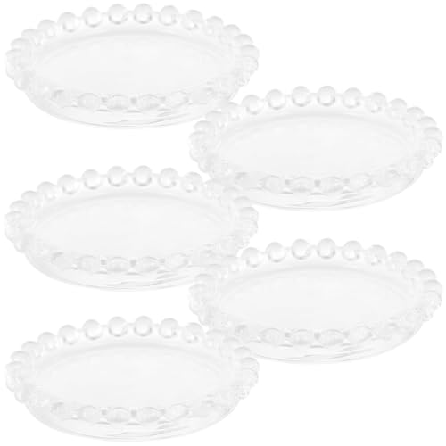 ANDRESLAD 5 Stück Teiliges Glas tablett Rund Transparent Vielseitiger Kerzenhalter für Säulenkerzen Schmuckablage und Untersetzer Dekorative Aufbewahrung für Schmuck und Kerzen Sicher und von ANDRESLAD
