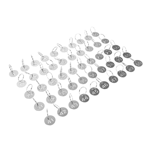 ANDRESLAD 50 Stück Teiliges Edelstahl Nummernschilder Rund mit Schlüsselring Kratzfest und Langlebig Klare Nummerierung für Effiziente Schlüsselorganisation in Schränken Parks und von ANDRESLAD