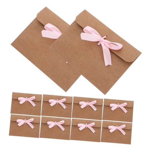ANDRESLAD 50 Stück Vintage Kraftpapier Umschläge mit Elegantem Schleifenband Robuste Briefumschläge für Geschenkkarten Einladungen Hochzeit Geburtstag Weihnachten von ANDRESLAD