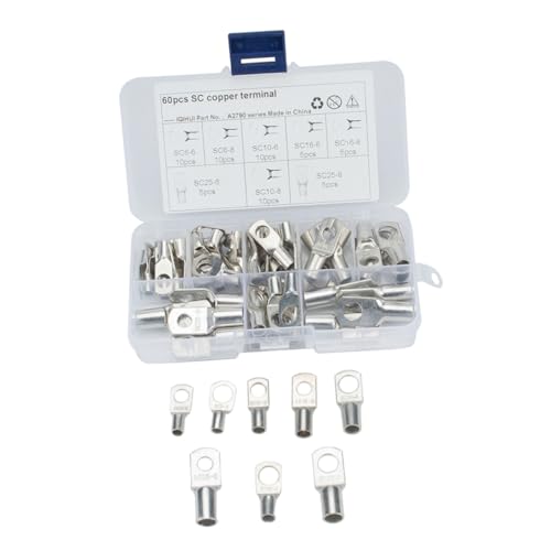 ANDRESLAD 60 Stück Verzinnte Kupfer Rohrkabelschuhe Steckverbinder Robuste Anschlussfahnen mit Flanschöffnung Hitzebeständig für Auto Boot Solaranlagen und Niederspannungsanwendungen ANDRESLAD 60 Stück Verzinnte Kupfer Rohrkabelschuhe Steckverbinder Robuste Anschlussfahnen mit Flanschöffnung Hitzebeständig für Auto Boot Solaranlagen und Niederspannungsanwendungen von ANDRESLAD