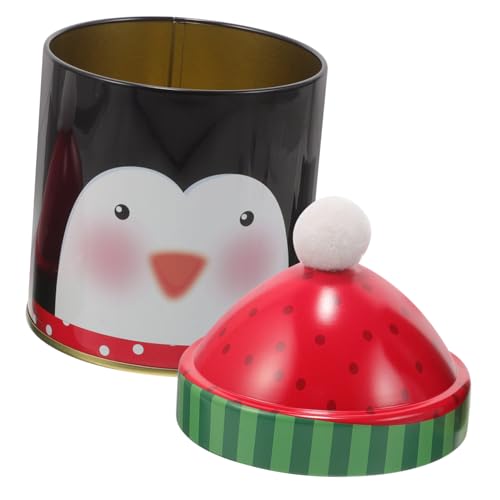 ANDRESLAD Box Hut Weihnachtsplätzchendosen Weihnachtsbonbondosen Pinguin Keksbehälter Keksdosen Mit Deckel Zum Verschenken Weihnachtssüßigkeitenetui Weihnachtsleckereien Glas von ANDRESLAD