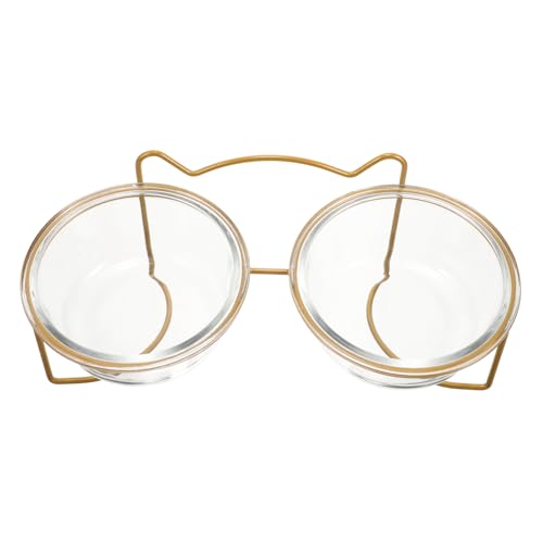 ANDRESLAD Doppelter Katzennapf mit Abnehmbarem Futternapf Glatte Oberfläche rutschfest Leicht zu Reinigen Ergonomisch Gestaltet für Katzen und Kleine Hunde Weißer Keramiknapf mit Stabilem von ANDRESLAD