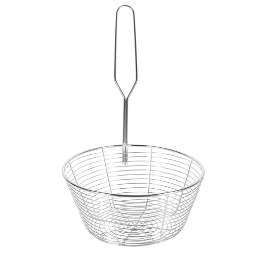 ANDRESLAD Edelstahl Nudelkorb mit Langem Griff und Tiefem Siebkorb Ergonomischer Sieblöffel für Hot Pot Praktisch zum Abtropfen und Servieren mit Aufhängeloch Küchensieb für Nudeln und von ANDRESLAD