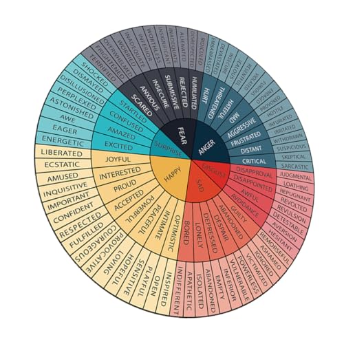 ANDRESLAD Emotion Wheel Aufkleber Selbstklebend für Kindergarten Klassenzimmer Bunte Emotionen Wanddeko Fördert Emotionale Entwicklung und Positive Lernumgebung Laptop und Fenster Sticker von ANDRESLAD
