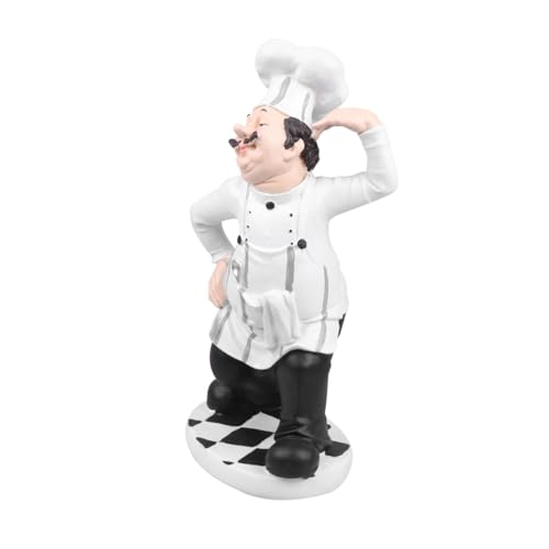 ANDRESLAD Europäische Kochfigur aus Resin Mini Koch Statue Deko für Restaurant Kuchenladen Stabile Tischdekoration mit Lustigem Winken Geschenk für Küche und Bistro von ANDRESLAD