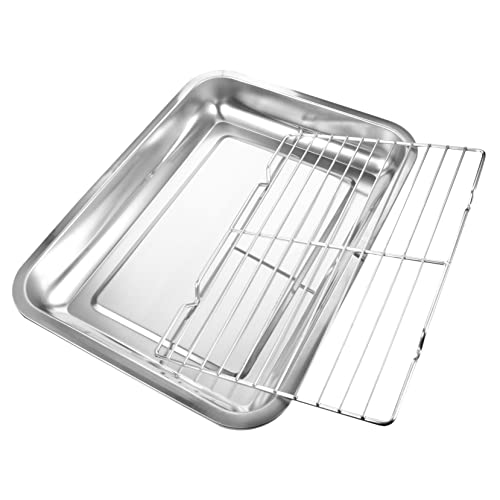 ANDRESLAD Tablett Aus Edelstahl Servierplatte Für Snacks Gegrillte Speisen Grillwerkzeug Ölabtropffläche Für Obst Snacks Zuhause Restaurant Bankett von ANDRESLAD