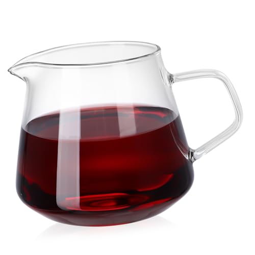 ANDRESLAD Glaskanne Vielseitig Hitze Kältebeständig zum Servieren von Kaffee Tee Milch Transparenter Ausgießer Sicherer Deckel Einfach zu Reinigen für Zuhause Dessertladen Geeignet von ANDRESLAD