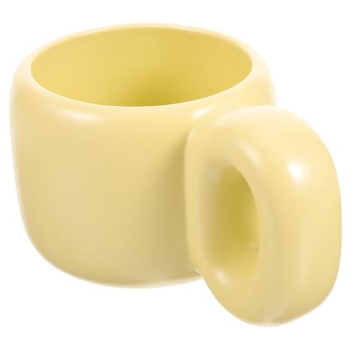 ANDRESLAD Große Kaffeetasse mit Breitem Bauch Vielseitiger Haushaltsbecher für Kaffee Cappuccino Tee und Wasser Praktische Rutschfeste Trinktasse für Zuhause und Modernes Design in Gelb von ANDRESLAD