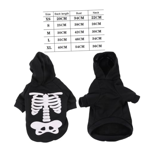 ANDRESLAD Halloween Hundekostüm Jumpsuit mit Leuchtendem Totenkopf-Motiv Atmungsaktiv Bequem Langlebig für Kleine und Mittelgroße Hunde für Halloween-Partys und Outdoor-aktivitäten von ANDRESLAD