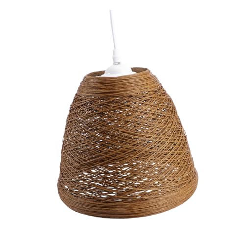 ANDRESLAD Handgefertigte Rattan Pendelleuchte im Idyllischen Landhausstil Natürliche Deckenlampe aus Geflochtenem Grasrattan Einfache Hängelampe für Wohnzimmer und Fassung Inklusive von ANDRESLAD