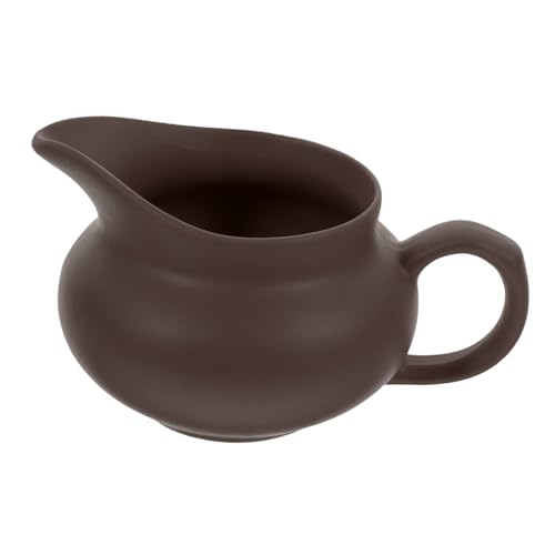 ANDRESLAD Keramik Milchkanne Braun mit Komfortgriff Hitzebeständig als Saft Kaffeedispenser für Zuhause Restaurant Bpa frei Vielseitig für Dressings und Heiße Getränke von ANDRESLAD