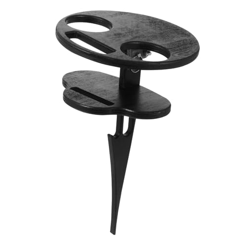 ANDRESLAD Klappbarer Tragbarer Outdoor Weintisch mit Doppelter Ablagefläche Praktisch und Leicht für Strand Garten Picknick und Weinliebhaber Bietet Sicheren Platz für Gläser und Snacks von ANDRESLAD