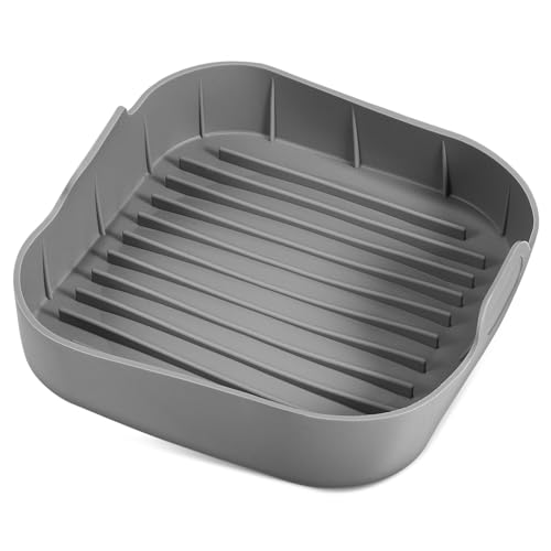 ANDRESLAD Lebensmittelechte Air Fryer Matte Quadratisch Antihaftbeschichtet Hitzebeständig Wiederverwendbar Geeignet für Heißluftfritteusen und Backofen Leicht zu Reinigen Schützt Korb vor von ANDRESLAD