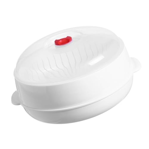 ANDRESLAD Mikrowellen dampfgarer aus Hitzebeständigem Material mit Klarem Deckel Einlagiger Runder Dampfgarer für Vielseitiges Lebensmittel dämpfen Praktisches Küchenzubehör mit Tragegriff von ANDRESLAD