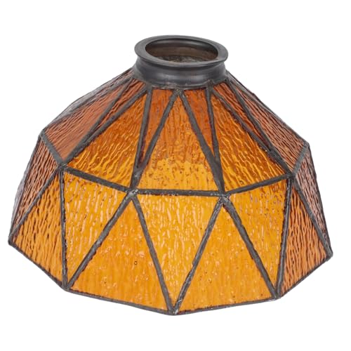 ANDRESLAD Vintage Glas Lampenschirm für Deckenleuchte Hängender Lampenschirm mit Geometrischem Design Dekorativer Leuchtmittel schutz für Wohnzimmer Esszimmer und Bernsteinfarben von ANDRESLAD