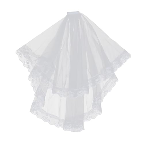 ANDRESLAD Vintage Kurzer Hochzeitsschleier aus Tüll mit Spitzenbesatz Blickdicht Elegant und Angenehm für Brautjungfern Halloween Party Cosplay und Festliche Anlässe Lang Weiß ANDRESLAD Vintage Kurzer Hochzeitsschleier aus Tüll mit Spitzenbesatz Blickdicht Elegant und Angenehm für Brautjungfern Halloween Party Cosplay und Festliche Anlässe Lang Weiß von ANDRESLAD