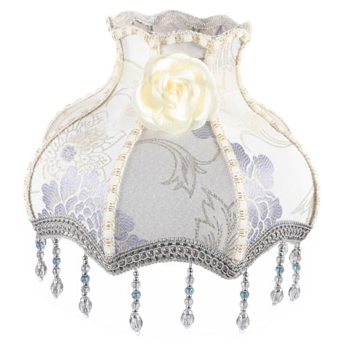 ANDRESLAD Vintage Lampenschirm für Tischlampen Französischer Stil mit Romantischer Spitze und Fransen Weicher Stofflampenschirm Installieren für Wohnzimmer und Hotelambiente Hellblaues von ANDRESLAD