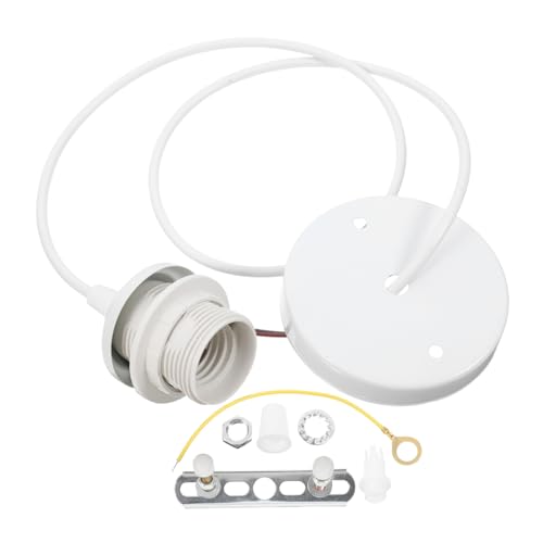 ANDRESLAD Vintage Pendelleuchte mit Kabel Weiß Deckenleuchte Fassung Lampenhalter für DIY Industriestil Wohnzimmer Esszimmer Arbeitszimmer Einfache Montage Stecker Inklusive Acv von ANDRESLAD