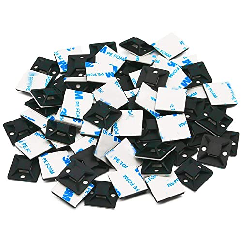 Pack of 50 Kabelbefestigung Selbstklebend,Kabelbinder Halter,Kabel Klebehalter(20 mm x 20 mm),Selbstklebende Kabelhalter,Screw Base Self-Adhesive-black von ANDSHUAI