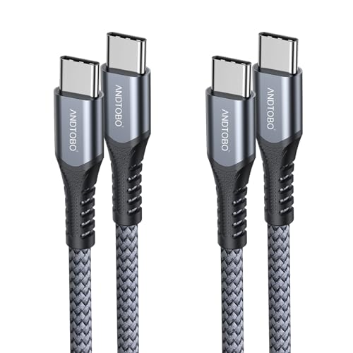 ANDTOBO USB C auf USB C Kabel, [1M+2M,2 Stück] 60W PD3.0 y QC3.0Neues Nylon USB-C auf C Kabelfür iPhone 16 15 Plus Pro Max, iPad mini 6/Pro 2021, MacBook Pro 2020, Galaxy S24, Switch von ANDTOBO