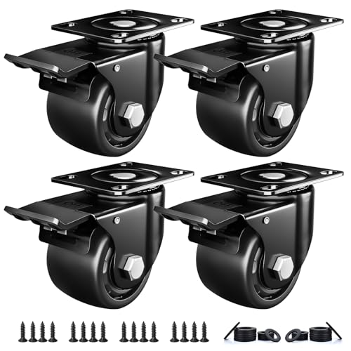 ANDUTEES Lenkrollen Set mit 4 Stück 2 Zoll Schwerlastrollen 2200 lbs Schwerlastrollen Industrieräder Rollen mit Feststellplatte Schwerlast Mittelrollen für Möbel u von ANDUTEES
