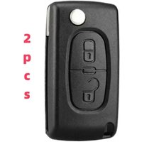 2-Tasten-Schlüsselgehäuse, kompatibel mit CE0523 Klappschlüssel für Peugeot 207 307 308 407 408 3008 5008 Citroen C2 C3 C4 C5 C6 C8 (2 Tasten, CE0523) von ANDYOU