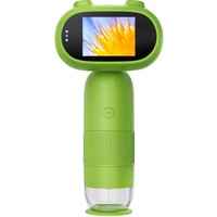 500-1000-fache Vergrößerung, 2-Zoll-Kindermikroskop mit 8 LEDs und Fokussierknopf, tragbares 2-Megapixel-Digitalmikroskop – Grün von ANDYOU