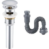 Ablaufgarnitur aus verchromtem Pop-Up-Waschbecken, Universalstöpsel mit Überlauf und Fallrohr Ablaufgarnitur aus verchromtem Pop-Up-Waschbecken, Universalstöpsel mit Überlauf und Fallrohr von ANDYOU