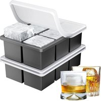Ankway Eiswürfelformen-Set, 2er-Pack, große Silikon-Eiswürfelformen mit Deckel, BPA-frei, stapelbar und spülmaschinenfest, für Whisky, Cocktails, von ANDYOU