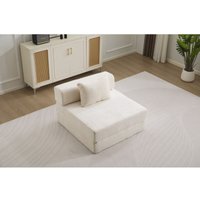 Ausziehbares 1-Sitzer-Schlafsofa, ausziehbares Bodensofa, Klappsofa, 1-Sitzer-Schlafsofa mit Memory-Schaum-Matratze und Kissen, Klappmatratze, weißes Ausziehbares 1-Sitzer-Schlafsofa, ausziehbares Bodensofa, Klappsofa, 1-Sitzer-Schlafsofa mit Memory-Schaum-Matratze und Kissen, Klappmatratze, weißes von ANDYOU
