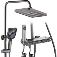 Duschsystem mit Thermostat, quadratischem Duschkopf, 4 Strahlarten, höhenverstellbar, mit LED-Anzeige Duschsystem mit Thermostat, quadratischem Duschkopf, 4 Strahlarten, höhenverstellbar, mit LED-Anzeige von ANDYOU