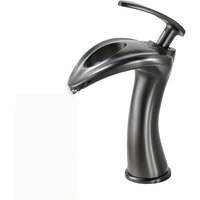 Einhebel-Wasserfall-Waschtischarmatur, Messing-Waschtischarmatur mit Brausepistole – Grau Einhebel-Wasserfall-Waschtischarmatur, Messing-Waschtischarmatur mit Brausepistole – Grau von ANDYOU