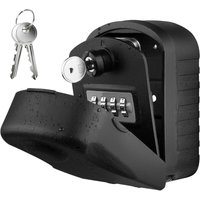 Großer, wasserdichter Schlüsseltresor für den Außenbereich mit 4 Codes und Notfallschlüsseln (Schwarz) von ANDYOU