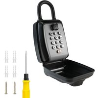 Großer, wasserdichter Schlüsseltresor für den Außenbereich zur Wandmontage mit 12-stelligem Zahlenschloss – inklusive Haken – Grau von ANDYOU