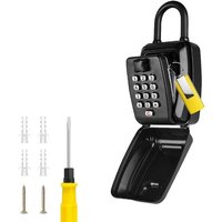 Großer, wasserdichter Schlüsseltresor für den Außenbereich zur Wandmontage mit 12-stelligem Zahlenschloss – inklusive Haken – Schwarz von ANDYOU