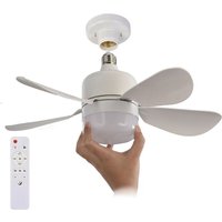 Moderner Deckenventilator mit Fernbedienung mit Formgedächtnisfunktion, 3-stufigem Dimmer und 5 Flügeln, E27-Fassung, weiß Moderner Deckenventilator mit Fernbedienung mit Formgedächtnisfunktion, 3-stufigem Dimmer und 5 Flügeln, E27-Fassung, weiß von ANDYOU