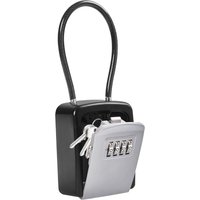 Schlüsseltresor mit Drahtseil, sicherer Schlüsseltresor mit 4-stelligem Zahlenschloss, wetterfest, für den Außenbereich, für Lagerhallen – Grau von ANDYOU