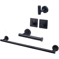 Set aus 5 Badezimmeraccessoires aus Edelstahl SUS304: Handtuchhalter, verlängerte Handtuchstange, Toilettenpapierhalter, 3 Bademantelhaken, von ANDYOU