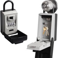 Sicherer Schlüsseltresor für den Außenbereich [beleuchtet], großer wasserdichter Wandschlüsseltresor – mit Haken – Grau von ANDYOU