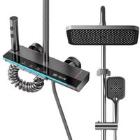Thermostatische Duschsäule, Edelstahl-Duscharmatur-Set mit quadratischer Deckendusche Thermostatische Duschsäule, Edelstahl-Duscharmatur-Set mit quadratischer Deckendusche von ANDYOU