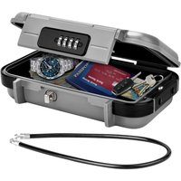 Tragbarer Tresor, sicherer Mini-Reisetresor, wasserdichter Diebstahlschutztresor mit Metallkabel, Grau von ANDYOU