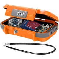 Tragbarer Tresor, sicherer Mini-Reisetresor, wasserdichter Diebstahlschutztresor mit Metallkabel, Orange von ANDYOU