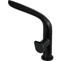 Waschtischarmatur, goldfarbene Messing-Mischbatterie, Einhebelmischer, Warm- und Kaltwasser (kurz), schwarz von ANDYOU